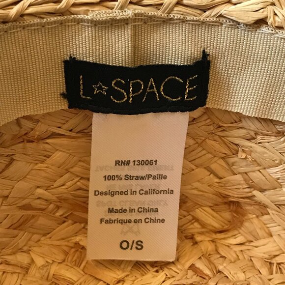 L*Space Beth Floppy Straw Sun Hat Womens OS Tan Brown Black Woven Beach Pool main image 6